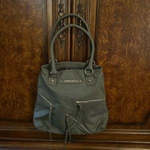 XOXO Gray and Silver Purse Tote or Handheld Bag with zippered compartments. NWOT